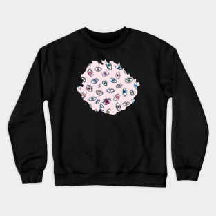 Looking Eyes Pink Crewneck Sweatshirt